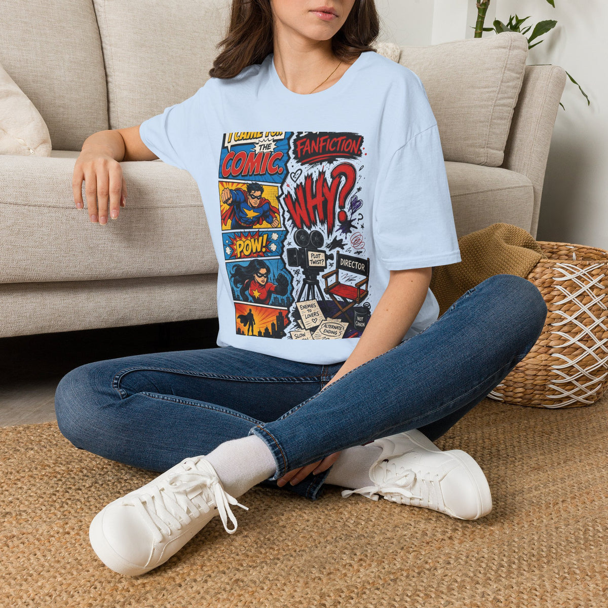 Split T Shirt Design Featuring Comic Panels And Fanfiction Elements