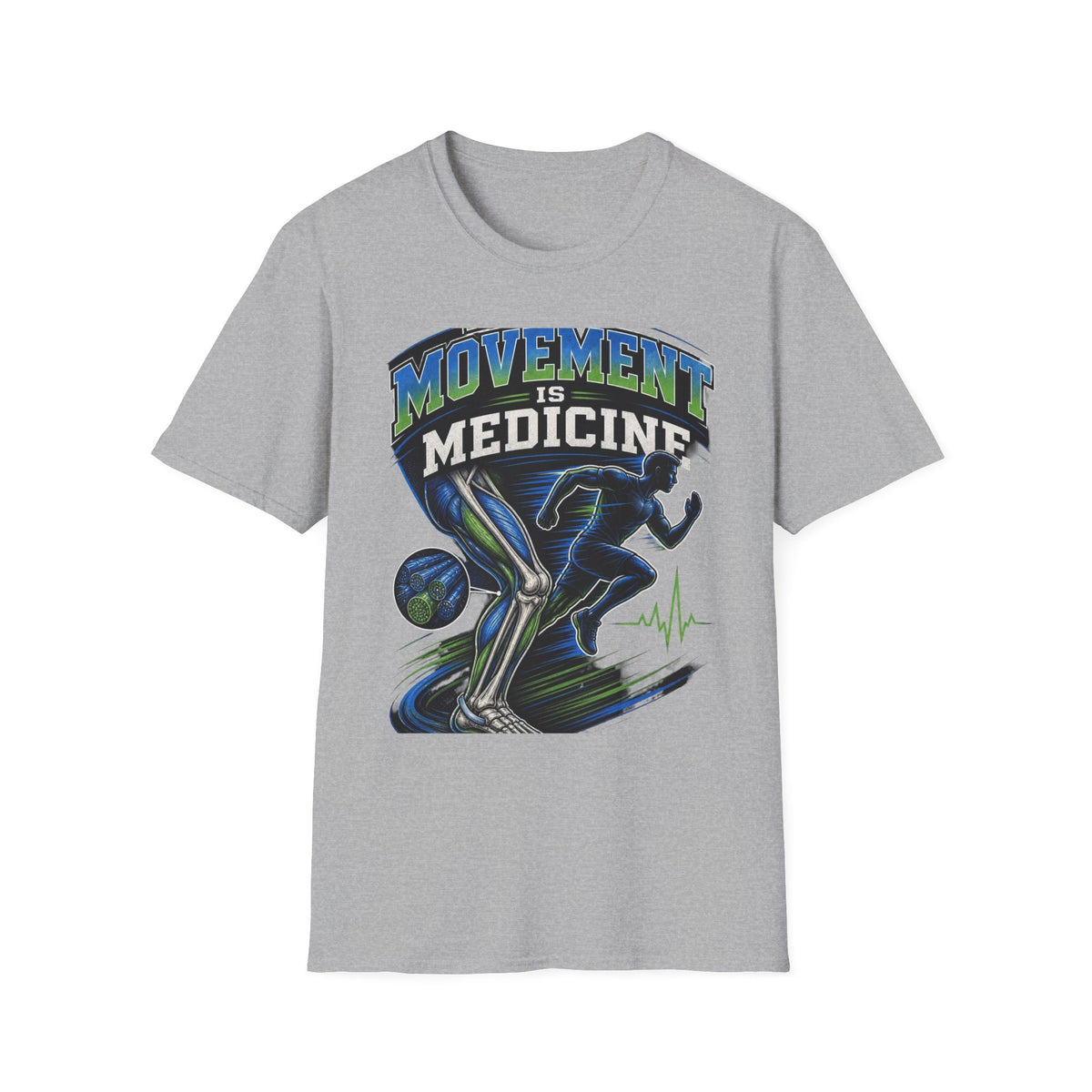 Dynamic T Shirt Design Featuring PT Movement Is Medicine Text