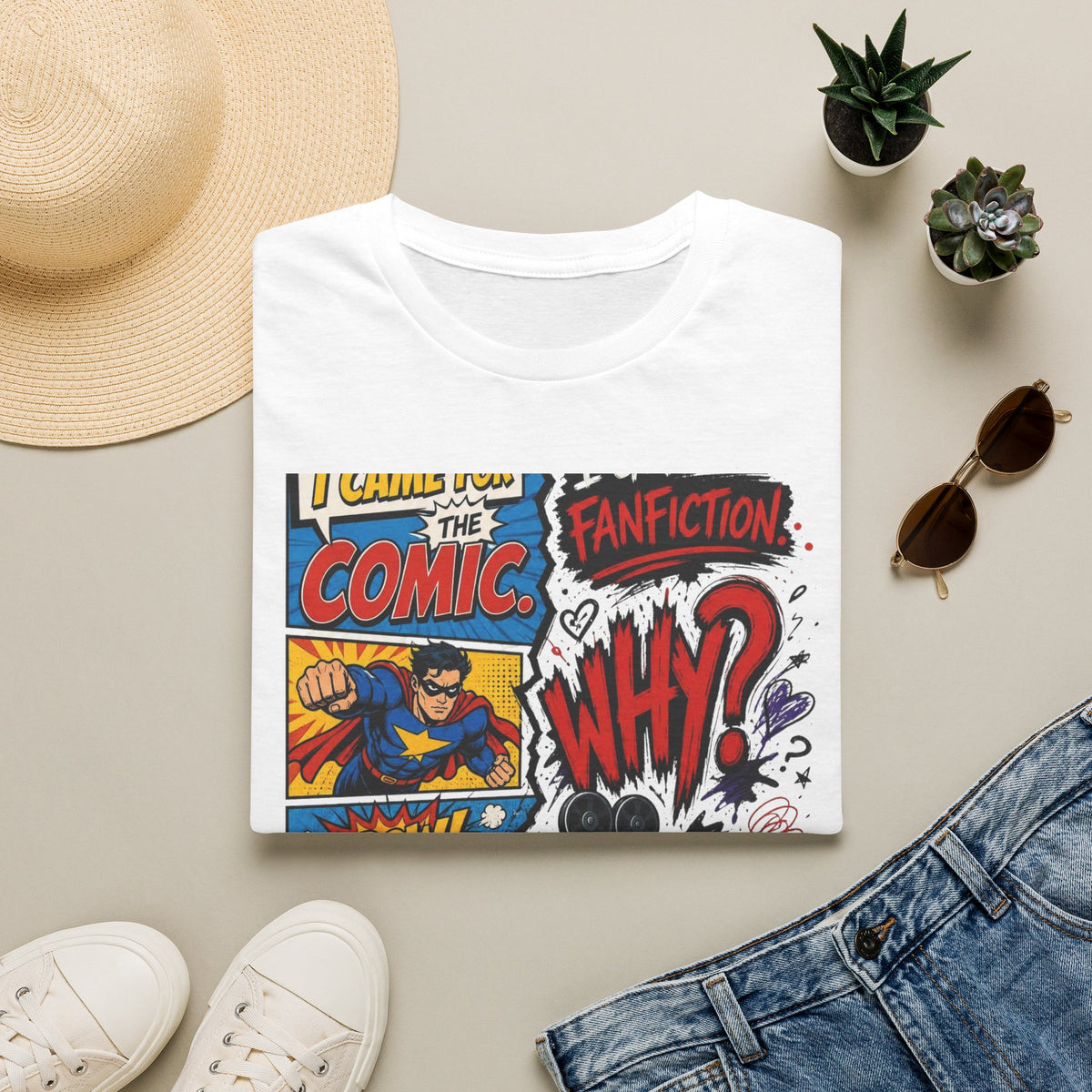 Split T Shirt Design Featuring Comic Panels And Fanfiction Elements