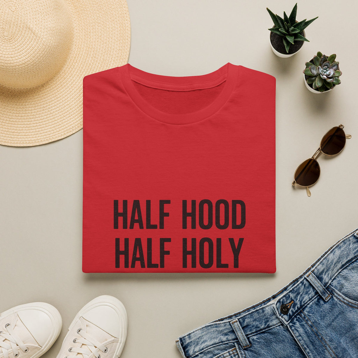 Half Hood Half Holy T-Shirt — Funny Faith & Attitude Graphic Tee