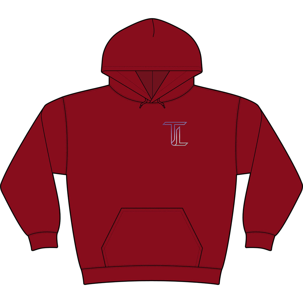 Minimal Monogram 'TL' Black Hoodie — Small Chest Logo Pullover