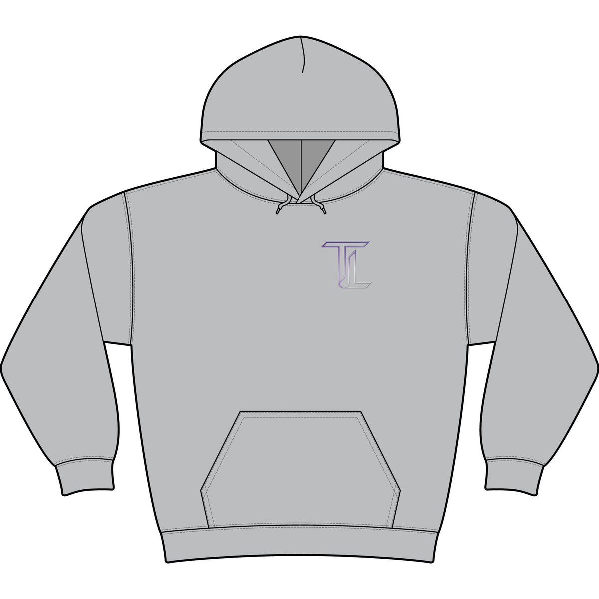 Minimal Monogram 'TL' Black Hoodie — Small Chest Logo Pullover