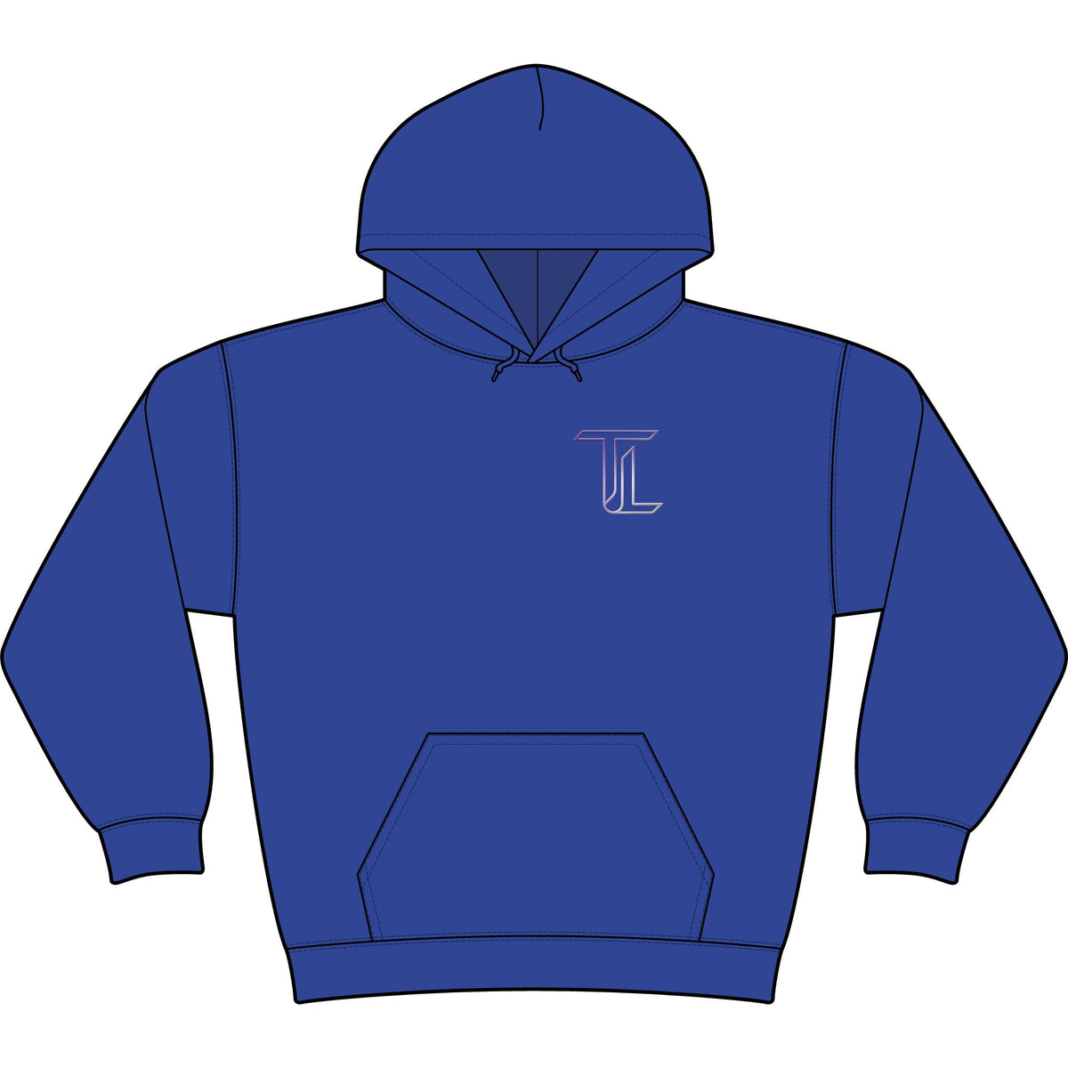Minimal Monogram 'TL' Black Hoodie — Small Chest Logo Pullover