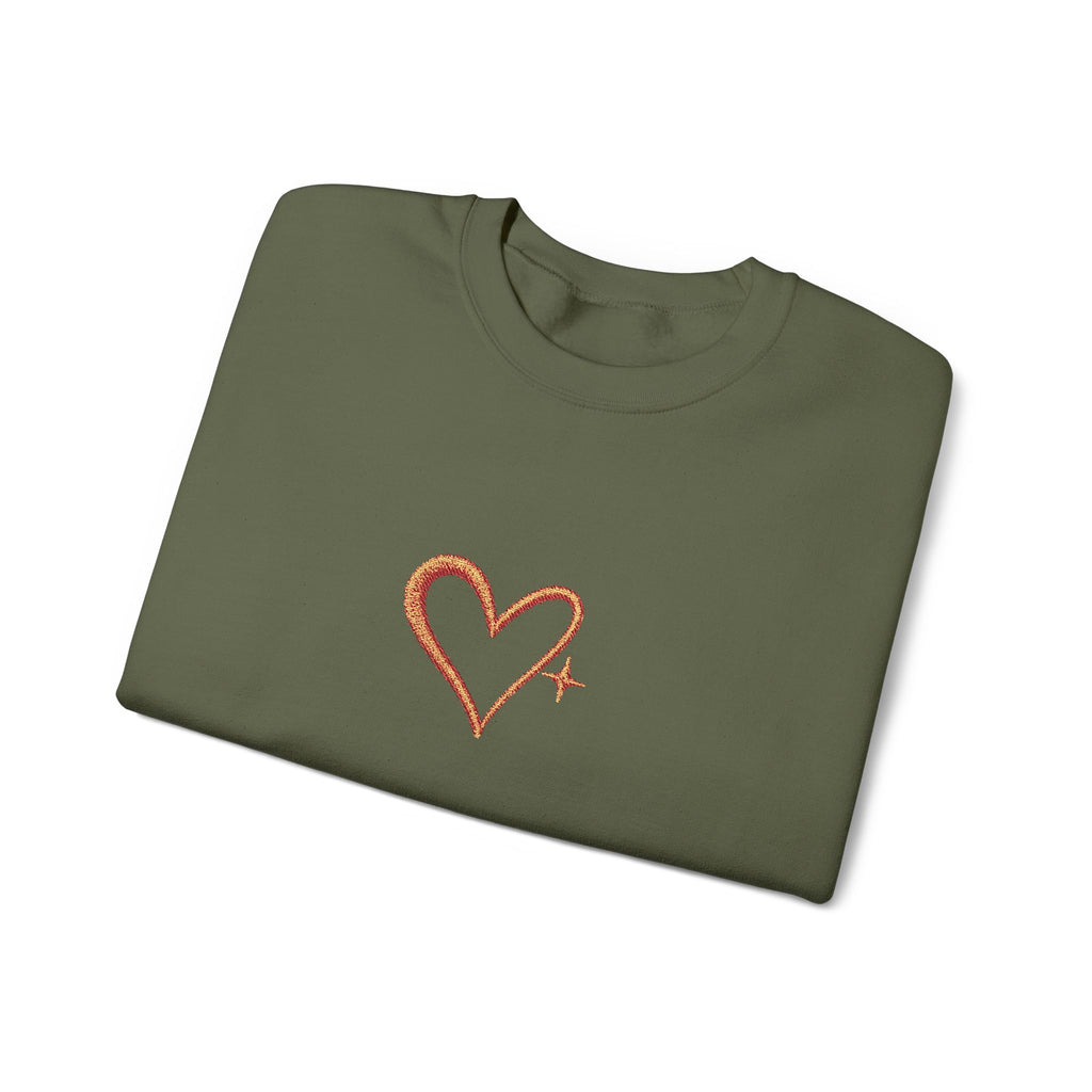 Embroidered Gold Heart Crewneck Sweatshirt