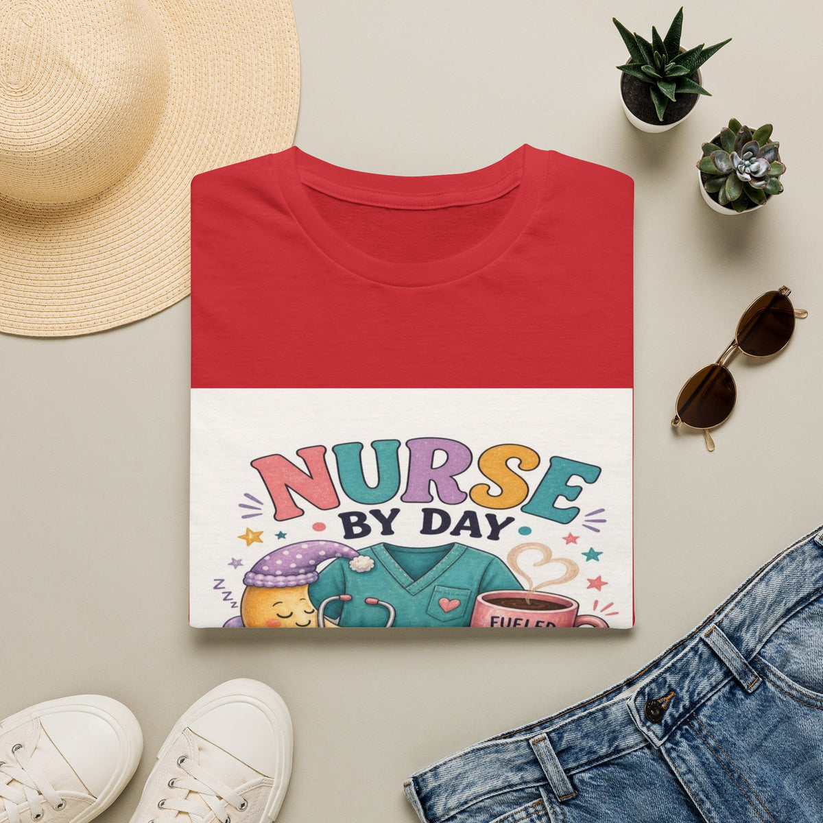 Playful T-shirt Design Featuring Nurse Life Typography And Illustrations- Graphic Tees