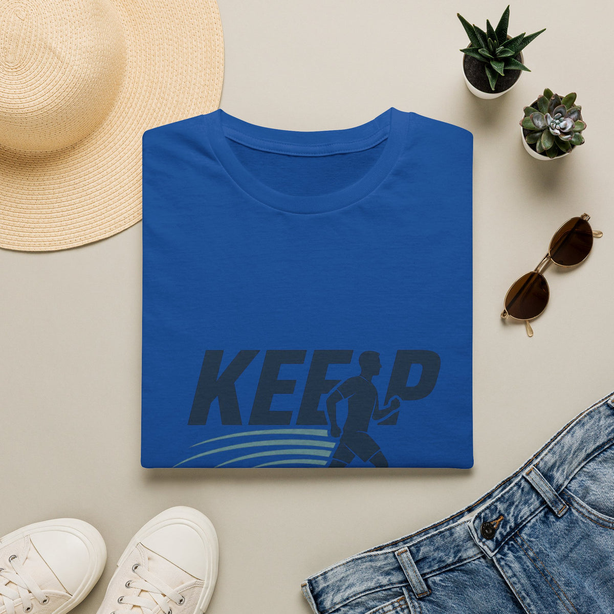 Minimalist T Shirt Design Featuring Keep Moving Statement