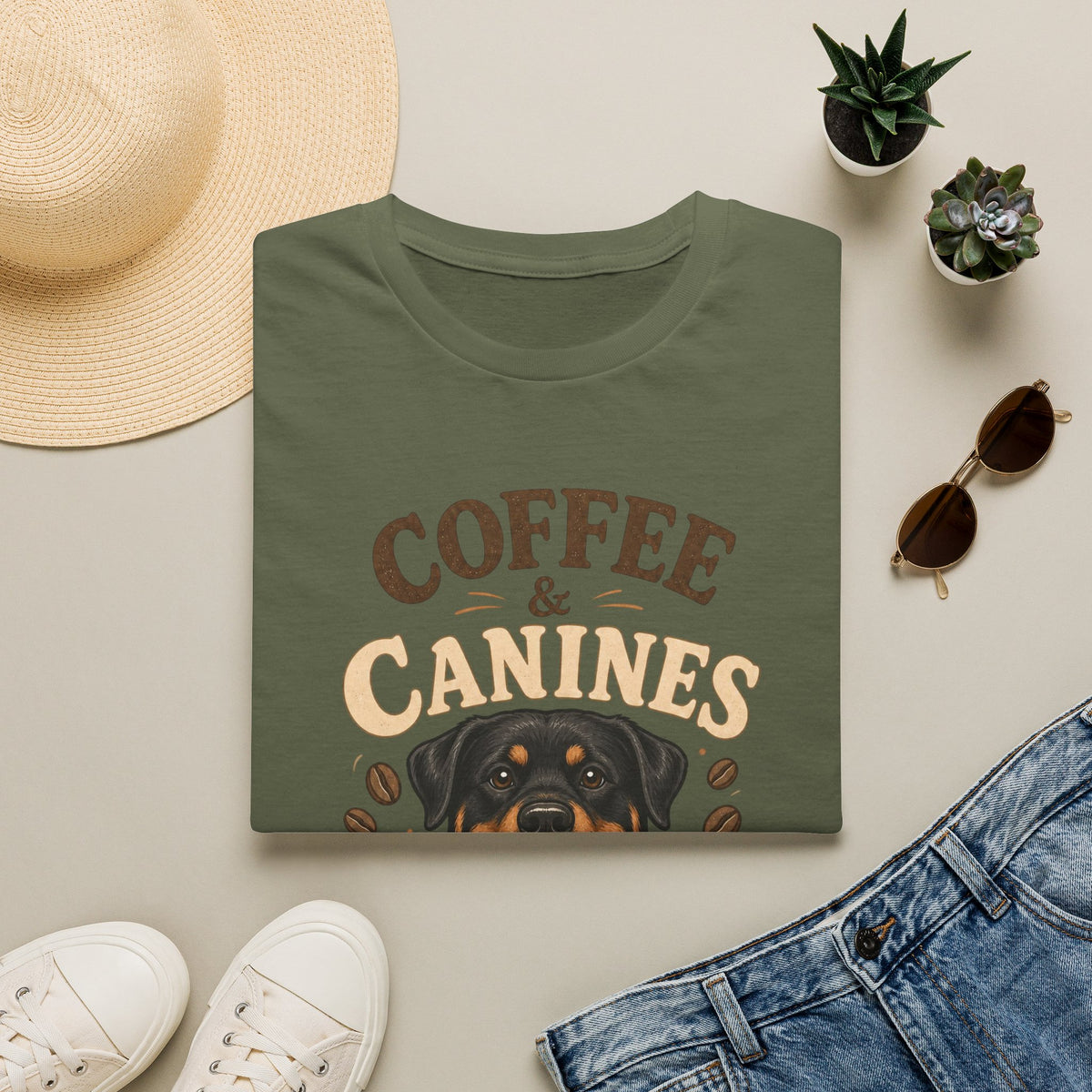 Coffee & Canines T-Shirt — Dog Lover Coffee Tee