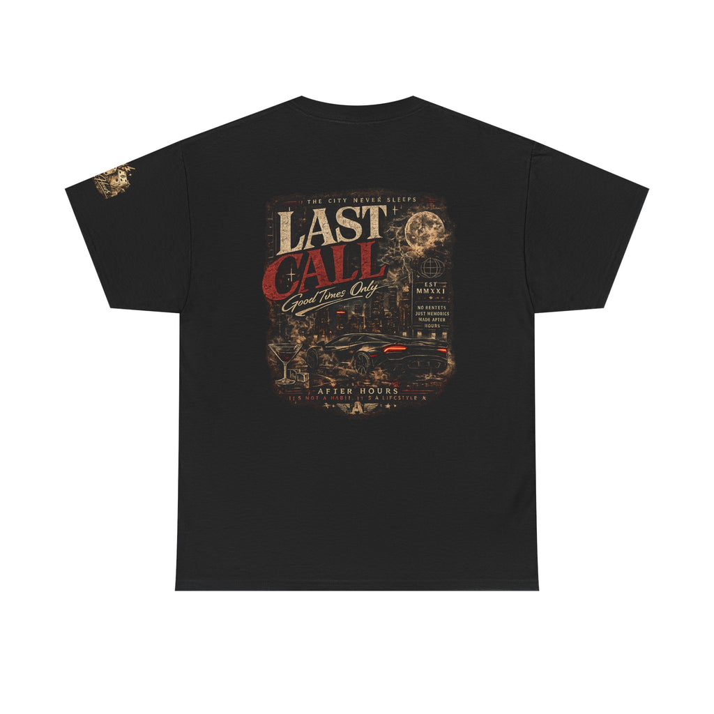 Last Call Graphic Tee — Vintage Bar Nightlife T‑Shirt
