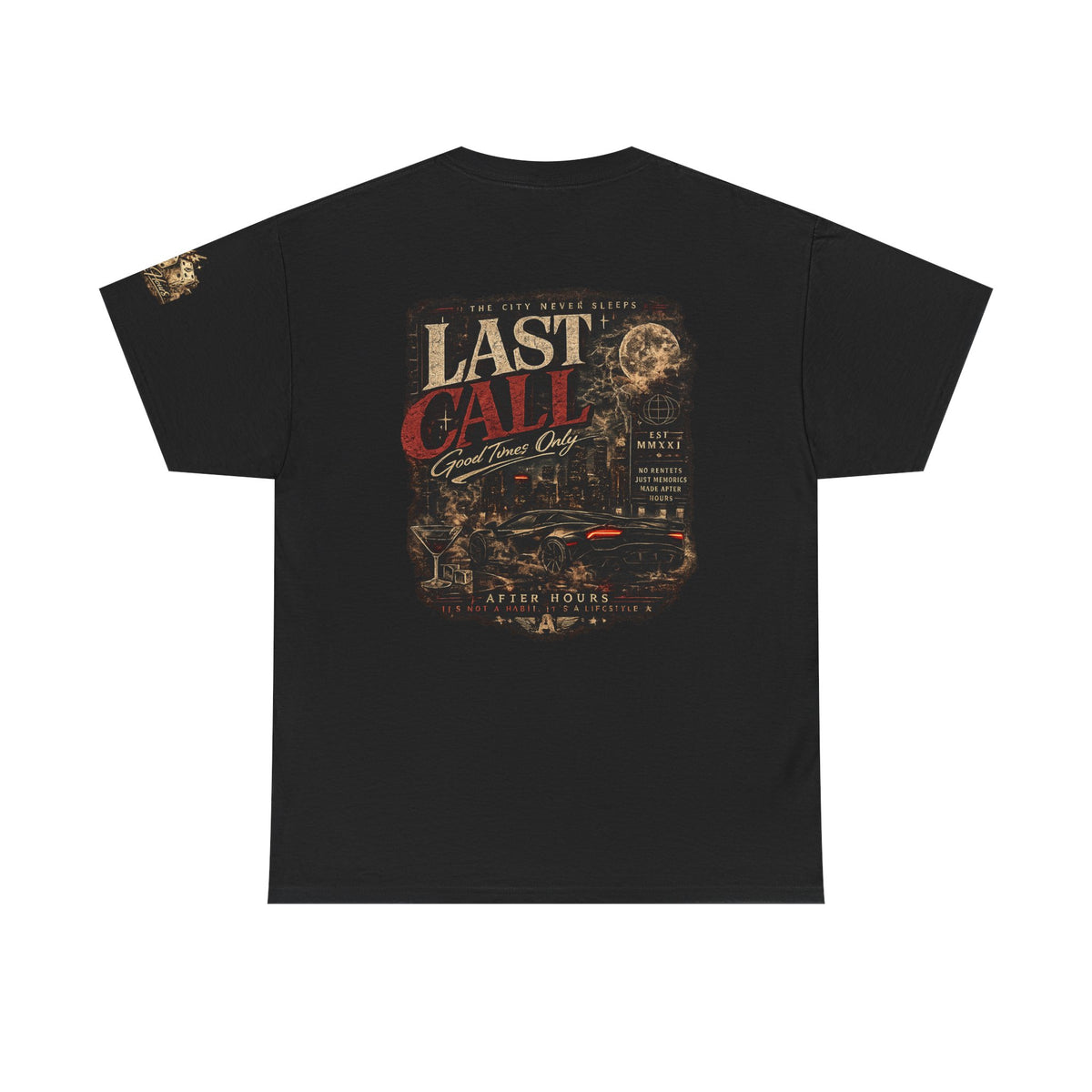 Last Call Graphic Tee — Vintage Bar Nightlife T‑Shirt