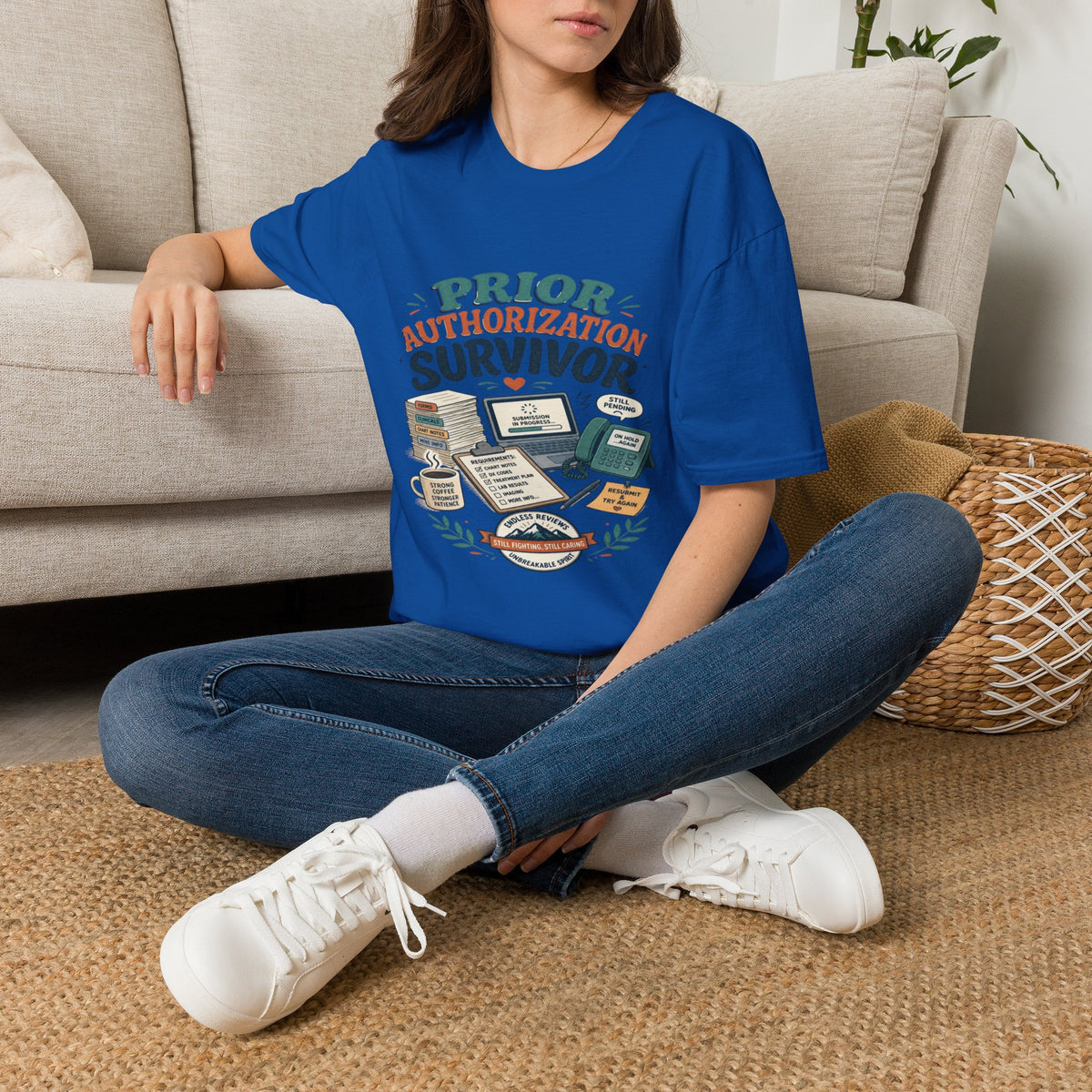Bold T-Shirt Design Showcasing _PRIOR AUTHORIZATION SURVIVOR_- Graphic Tees