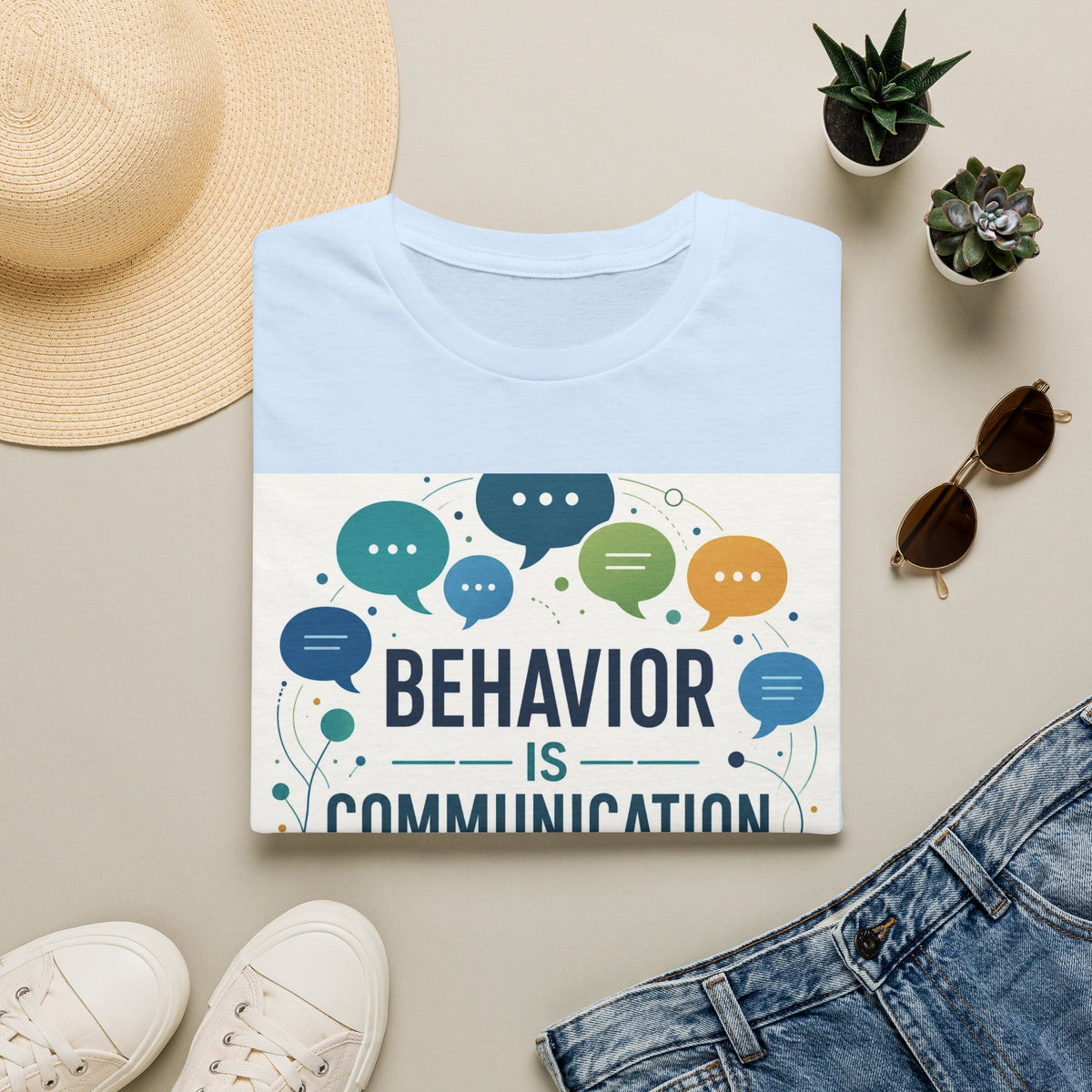 T Shirt Design Featuring Bold Phrase Surrounded By Colorful Speech Bubbles
