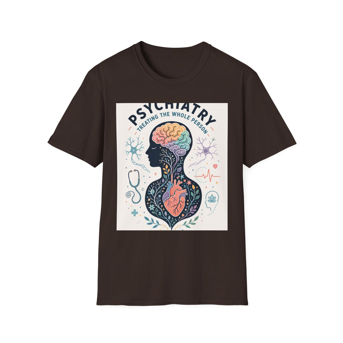 Colorful Brain And Heart In Human Silhouette With Text