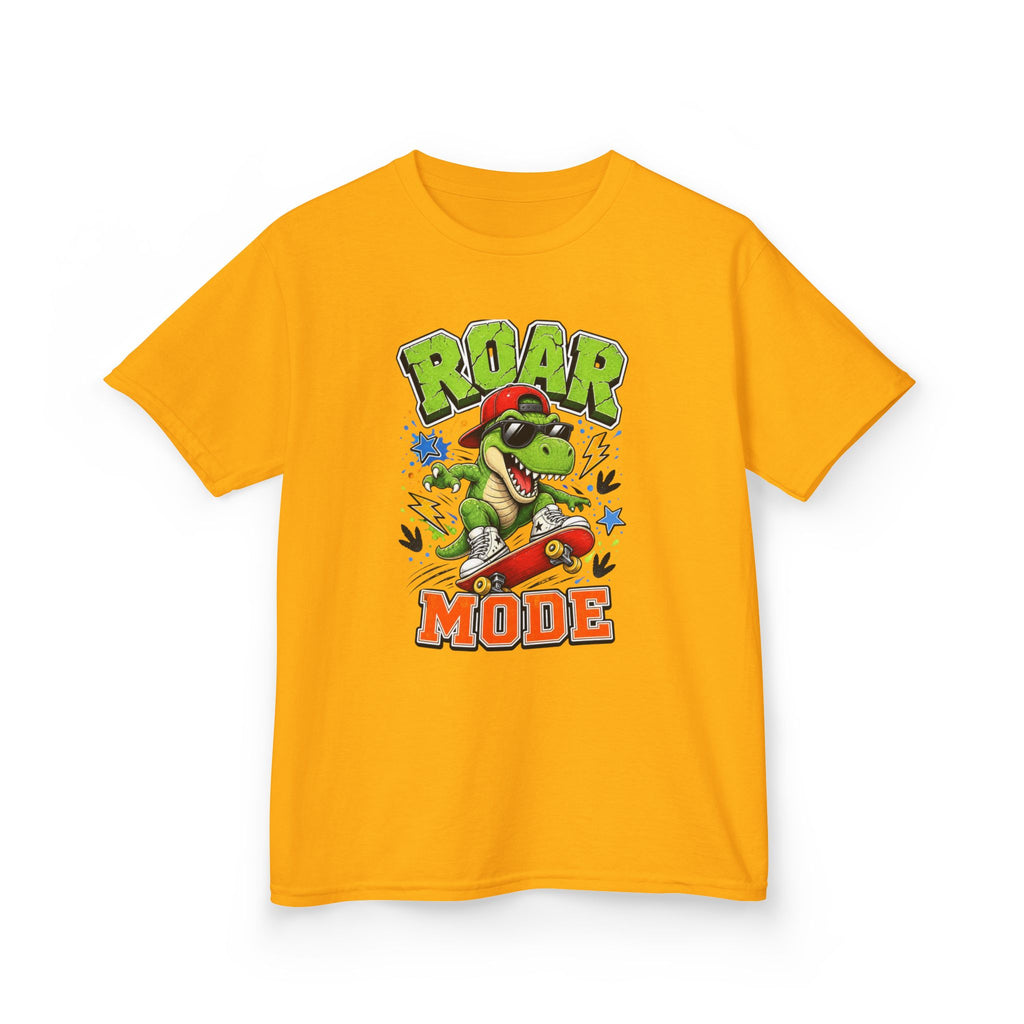 Kids Tee — "Roar Mode" Skateboarding Dino Graphic Shirt