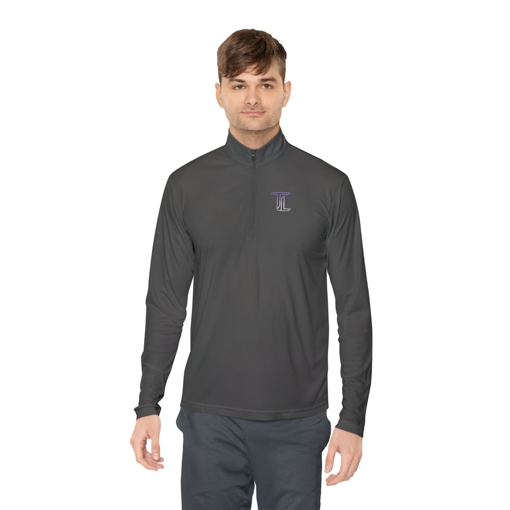 Quarter-Zip Pullover — Minimal Monogram 'T' Embroidered Pullover