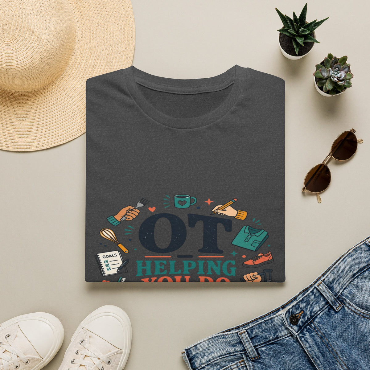 Playful Typography Framed By Colorful Illustrations And Hands- Graphic Tees