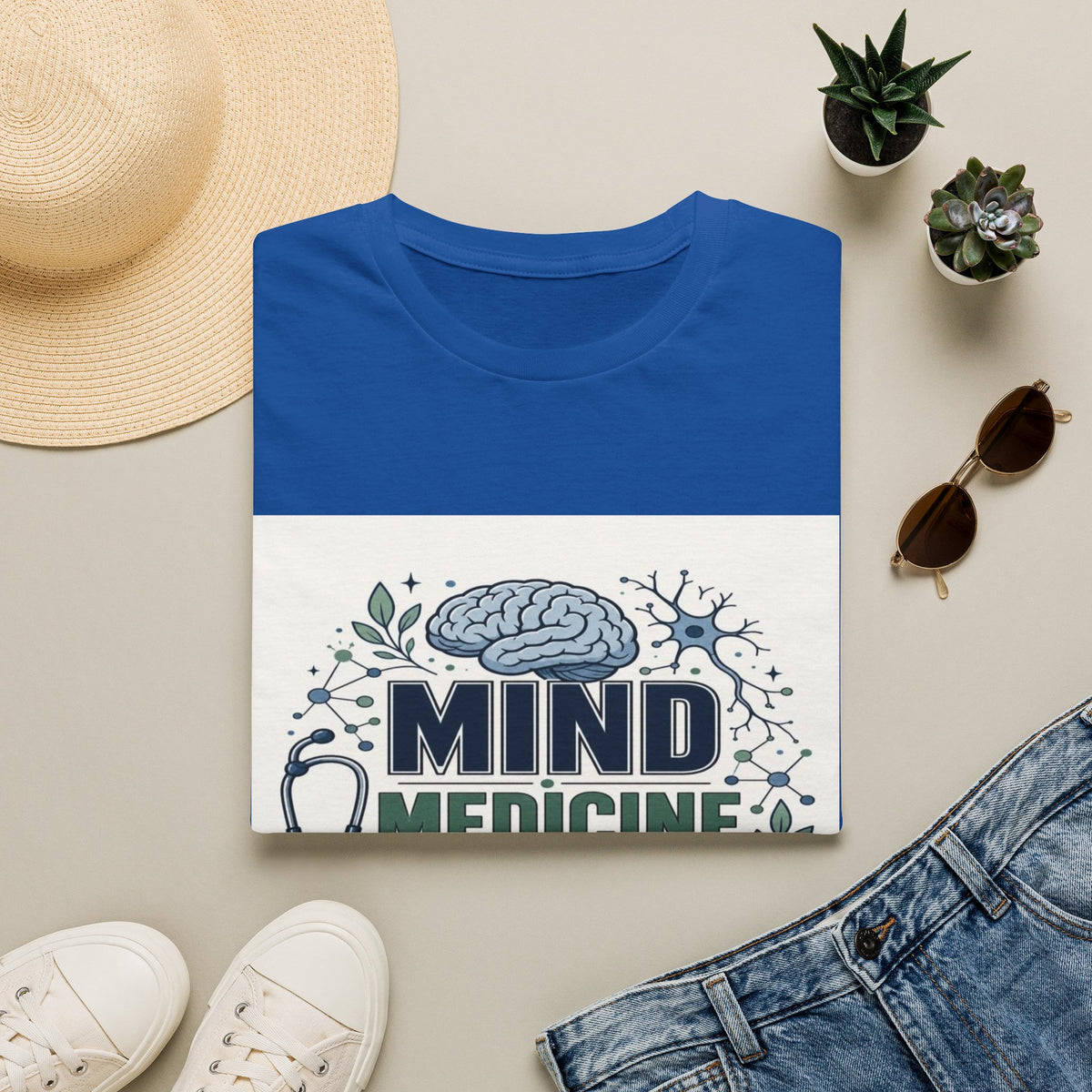 Illustration of Stacked Words Mind Medicine Healing with Medical Icons- Graphic Tees