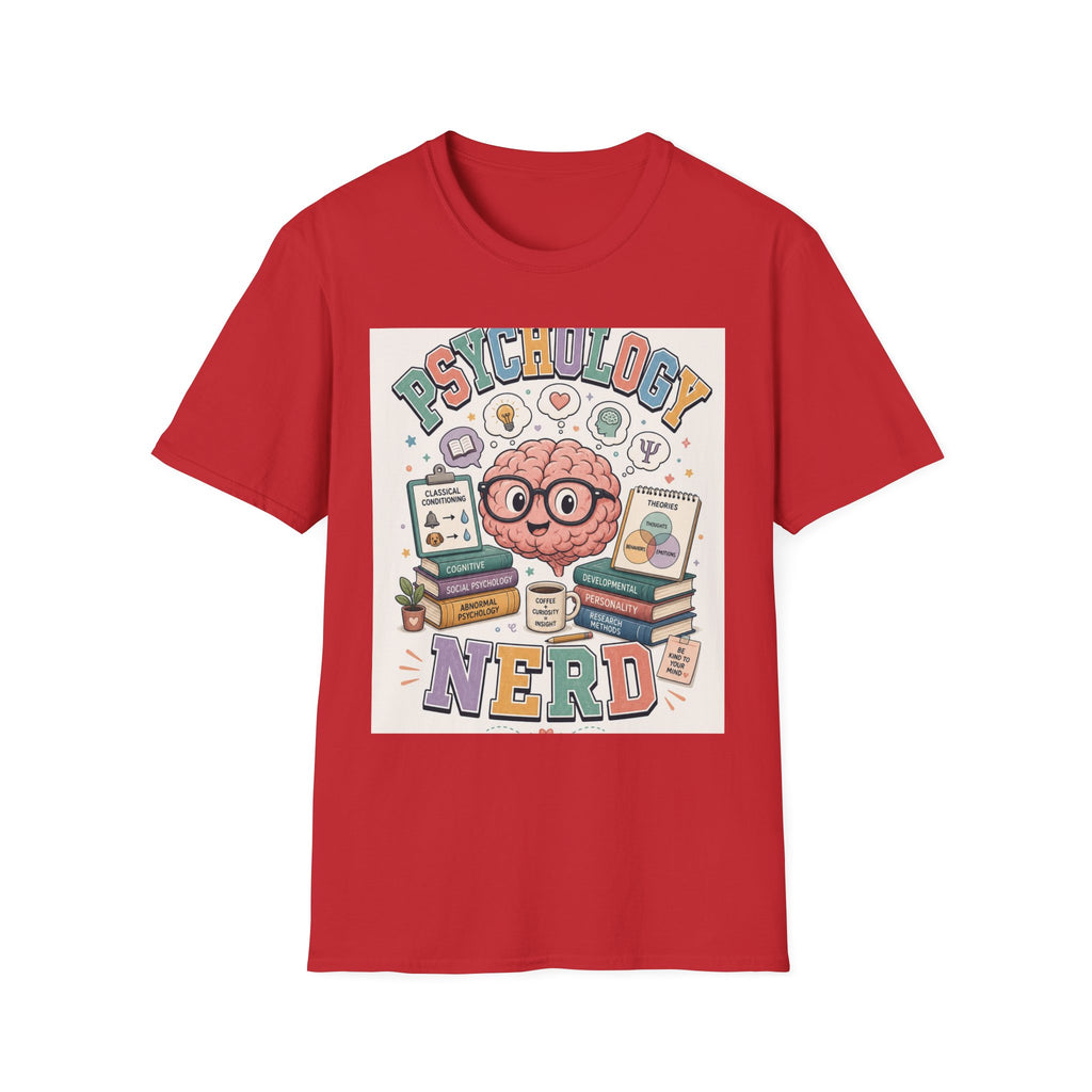 Playful Psychology Nerd T Shirt Design Featuring Brain And Books