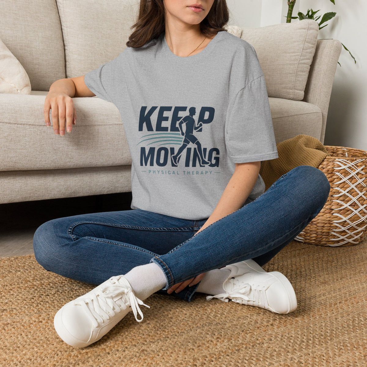 Minimalist T Shirt Design Featuring Keep Moving Statement