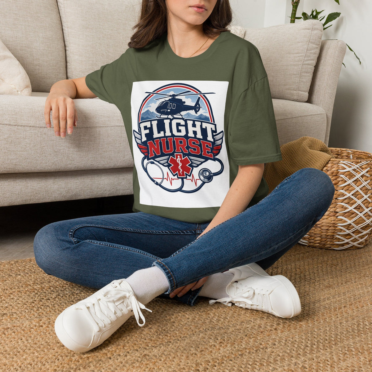 Aviation Inspired T Shirt Design Featuring Flight Nurse Graphic