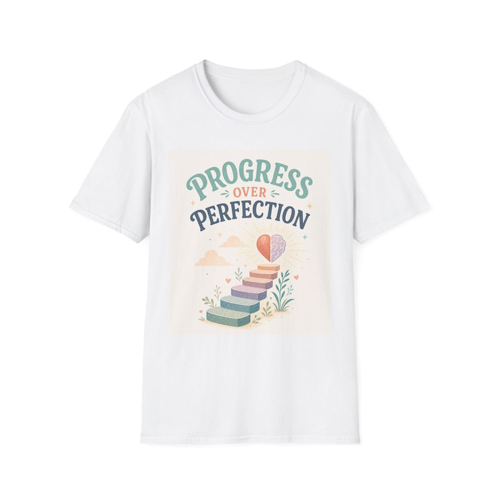 Bold T Shirt Design Featuring Progress Over Perfection Phrase