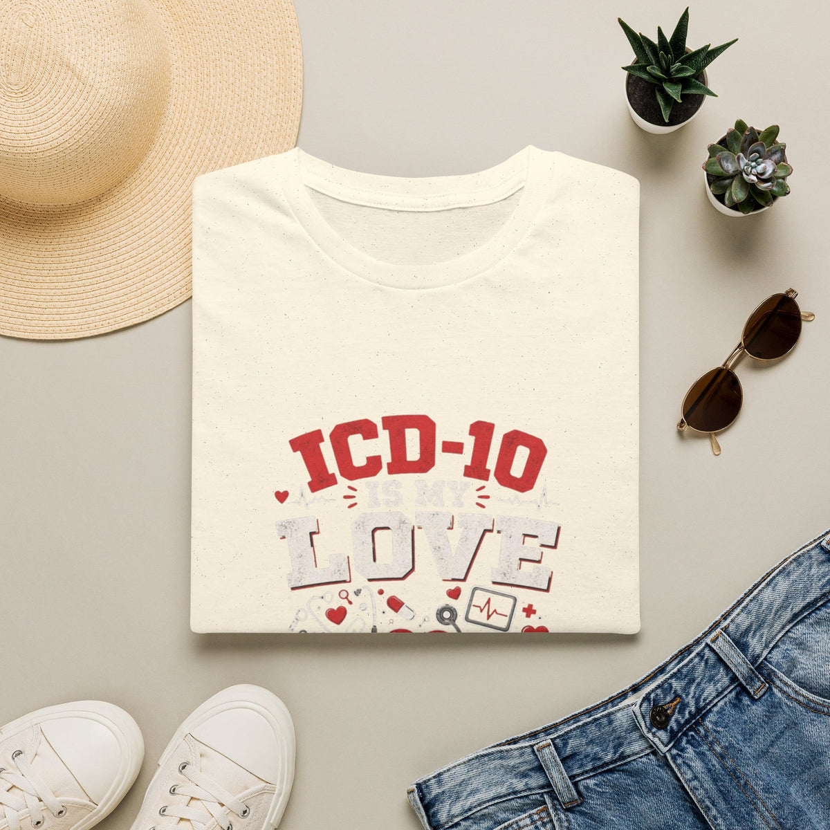 T-shirt Design Featuring Humorous _ICD-10 Is My Love Language_ Phrase- Graphic Tees