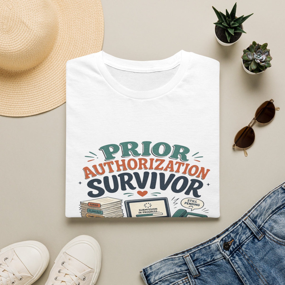 Bold T-Shirt Design Showcasing _PRIOR AUTHORIZATION SURVIVOR_- Graphic Tees