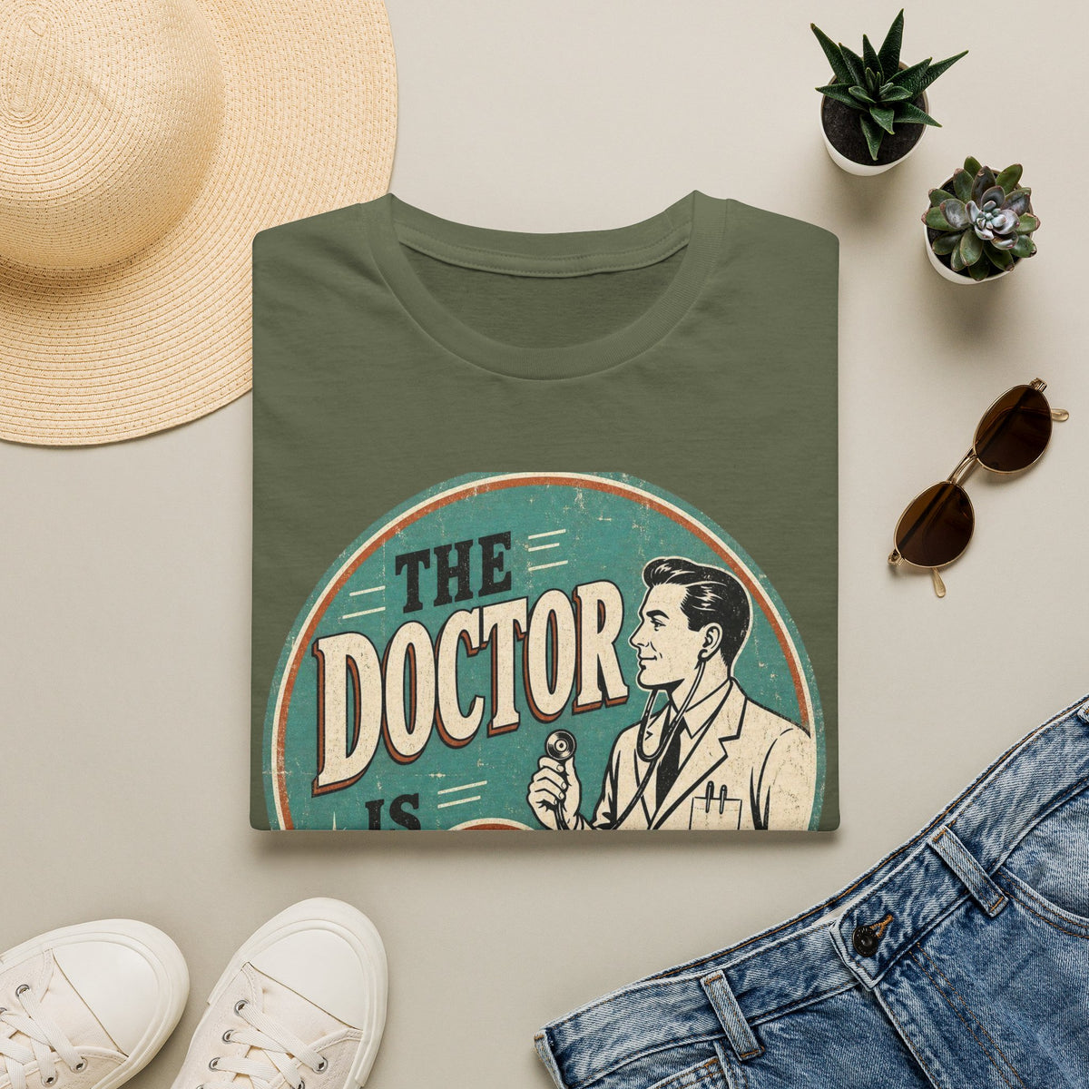 Vintage 1950s Doctor Office Graphic With Classic Badge