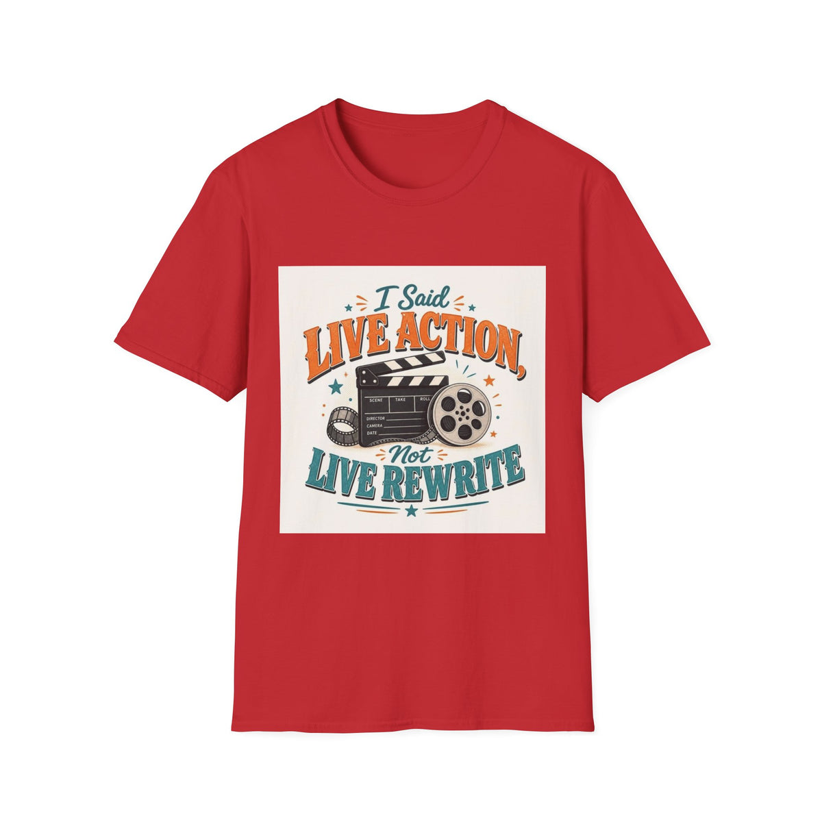 Retro T-Shirt Design Featuring Bold Typography And Film Elements- Graphic Tees