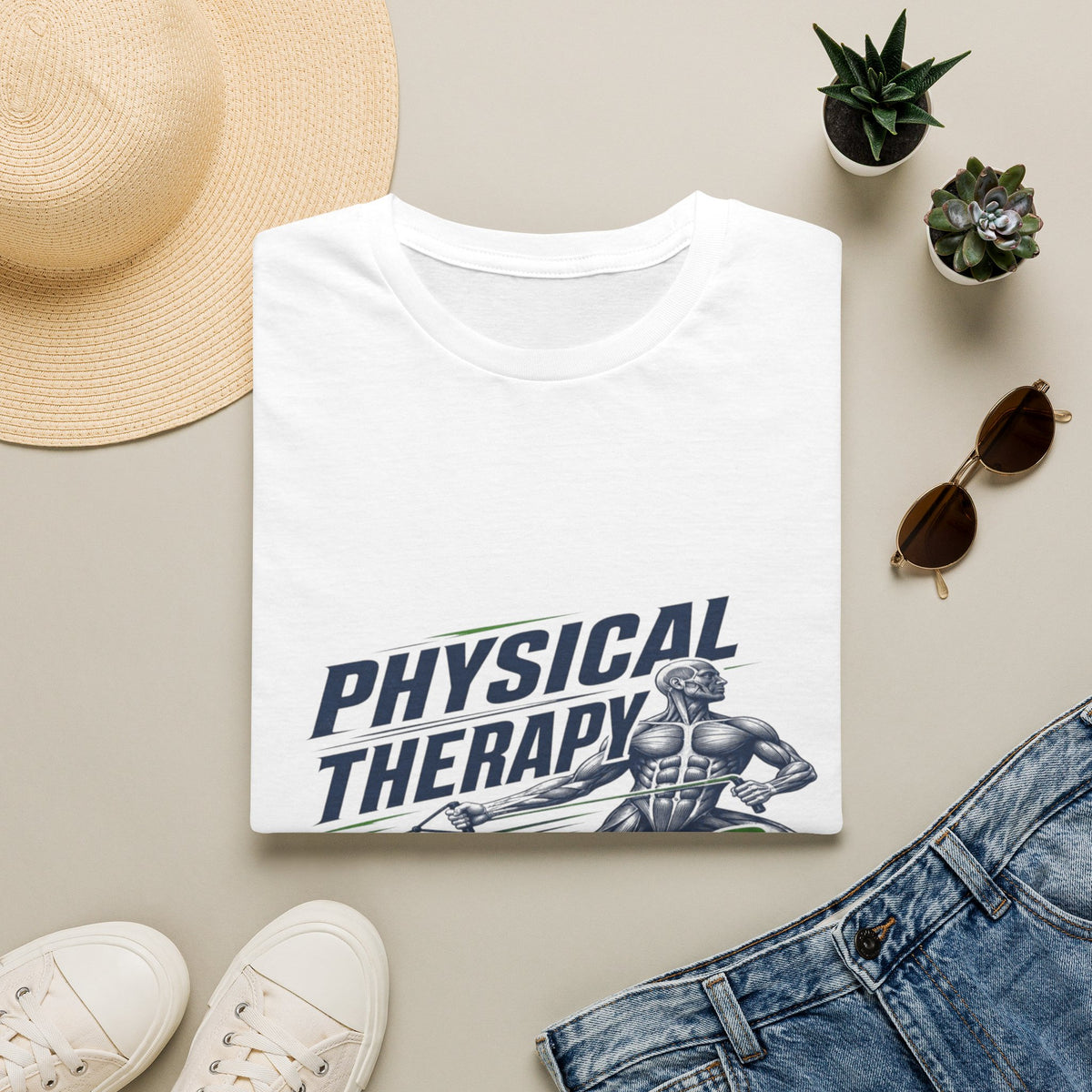 Bold Typography Design With Muscular Figure and Dynamic Lines- Graphic Tees
