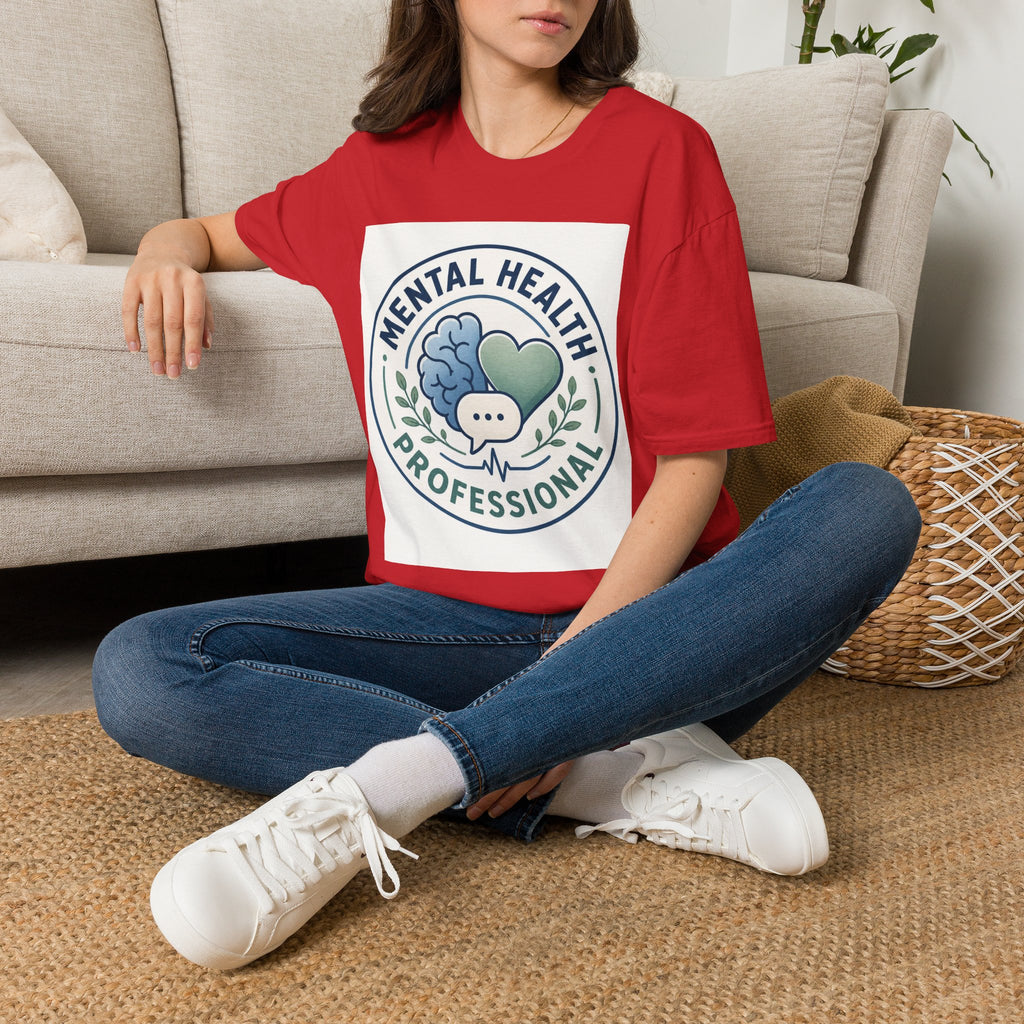 Badge Style Graphic Featuring Mental Health Professional Title With Iconography