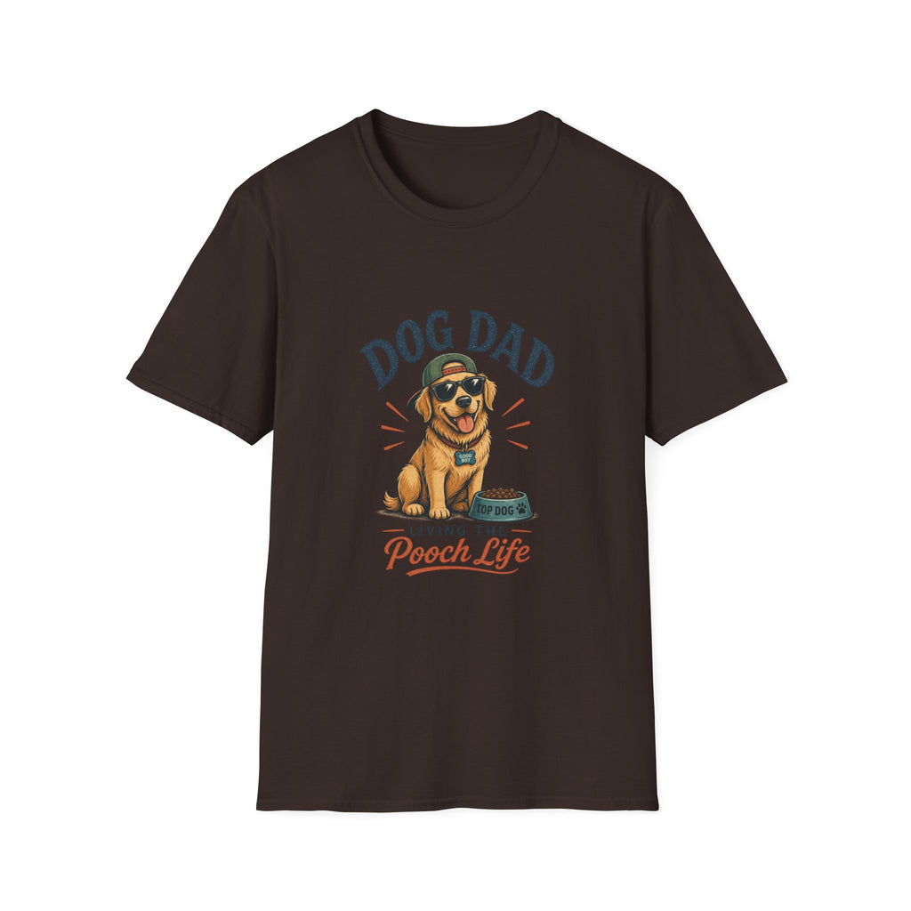 Dog Dad T-Shirt — "Living the Pooch Life" Graphic Tee for Dog Lovers