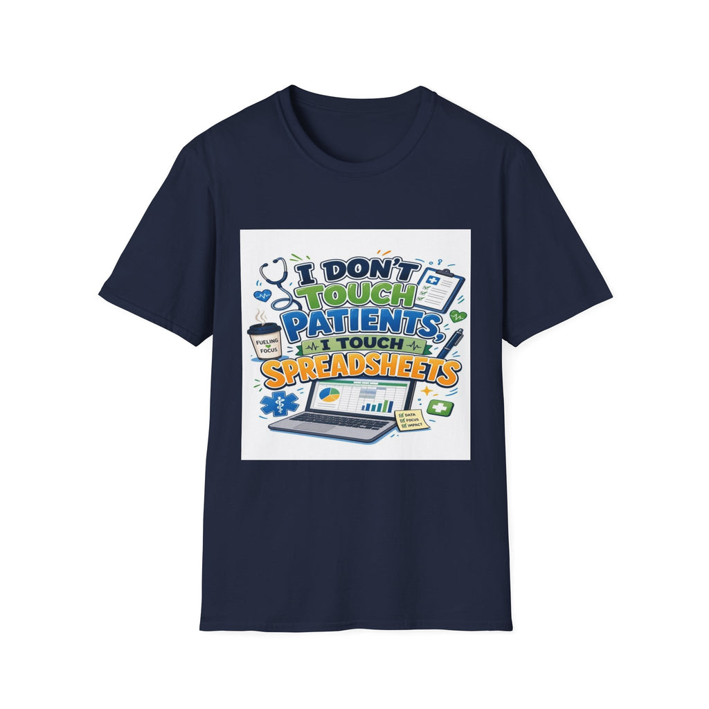 Humorous T-shirt Design Featuring Playful Healthcare And Spreadsheet Imagery- Graphic Tees