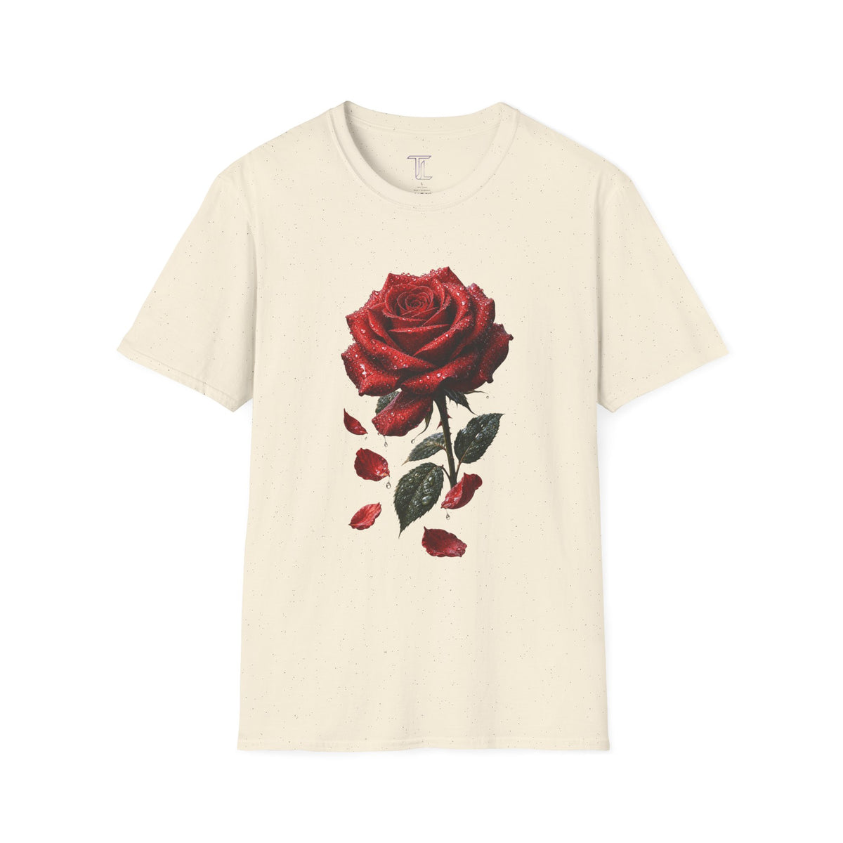 Red Rose Graphic T-Shirt — Falling Petals Floral Tee