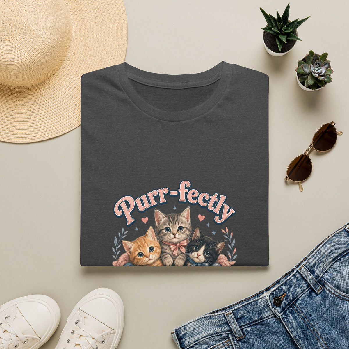 Cat T-Shirt — "Purr-fectly Adorable" Cute Kitten Graphic Tee
