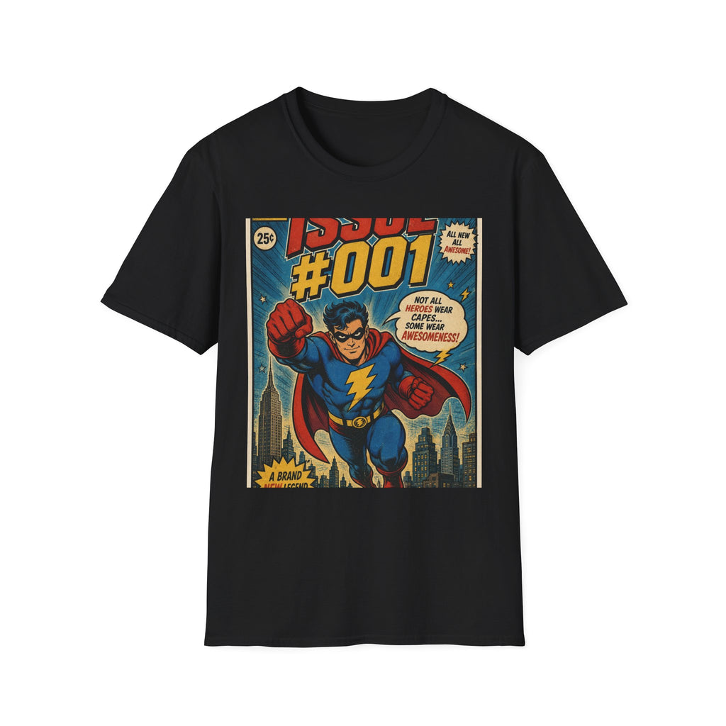 Vintage Comic Book T Shirt Design Featuring Original Superhero