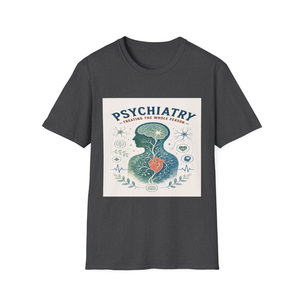 Human Silhouette With Brain And Heart Surrounded By Medical Imagery- Graphic Tees