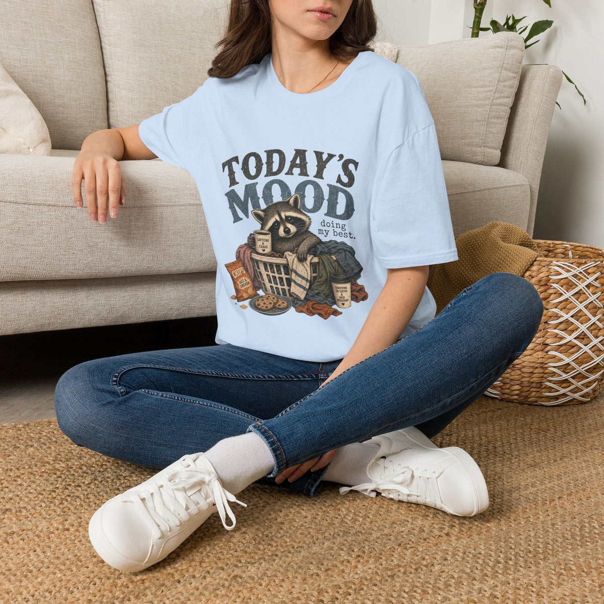 Today’s Mood Raccoon T-Shirt — 'Doing My Best' Cozy Casual Tee