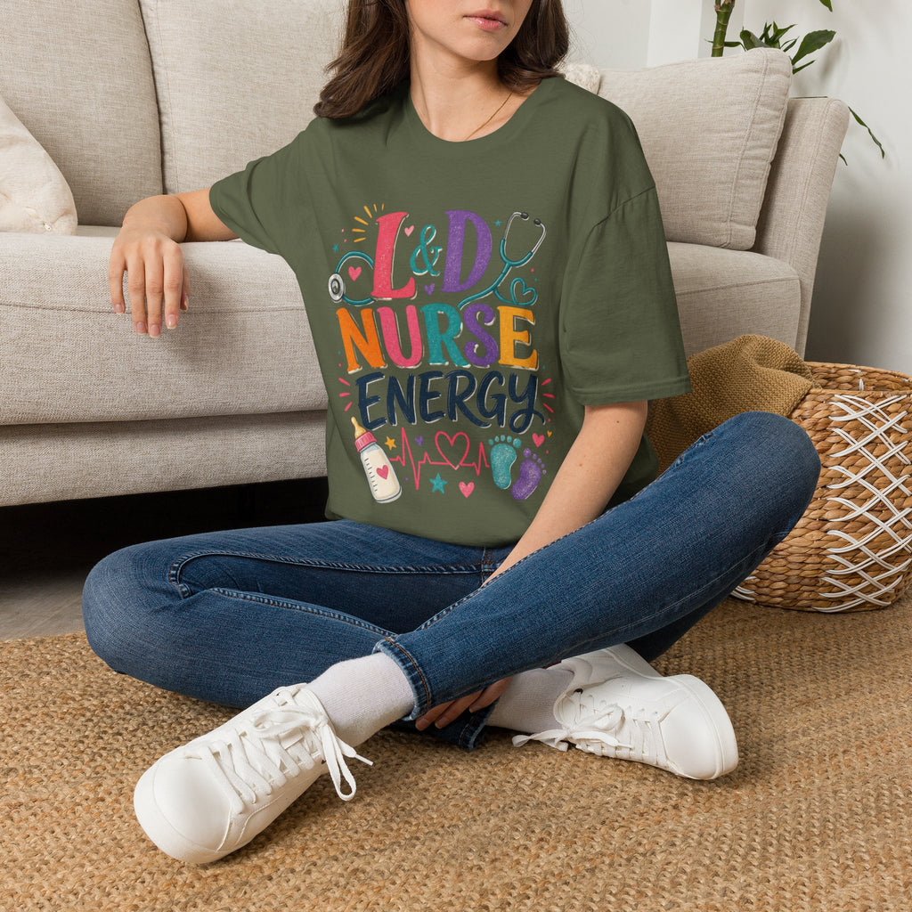 L&D Nurse Energy Trendy T Shirt Design With Vibrant Elements