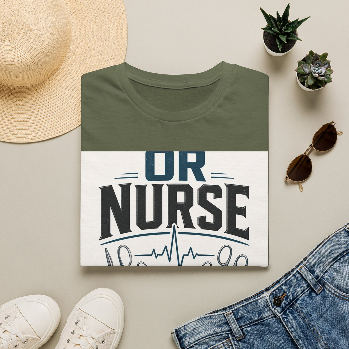 Bold T Shirt Design Featuring Nurse Motto With Instruments