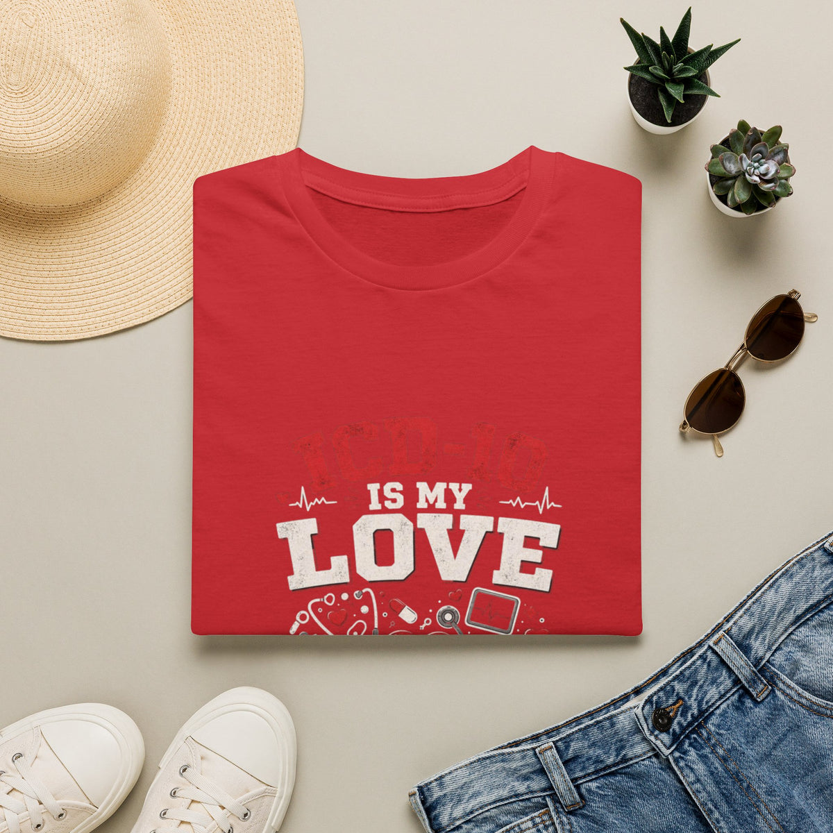 T-shirt Design Featuring Humorous _ICD-10 Is My Love Language_ Phrase- Graphic Tees
