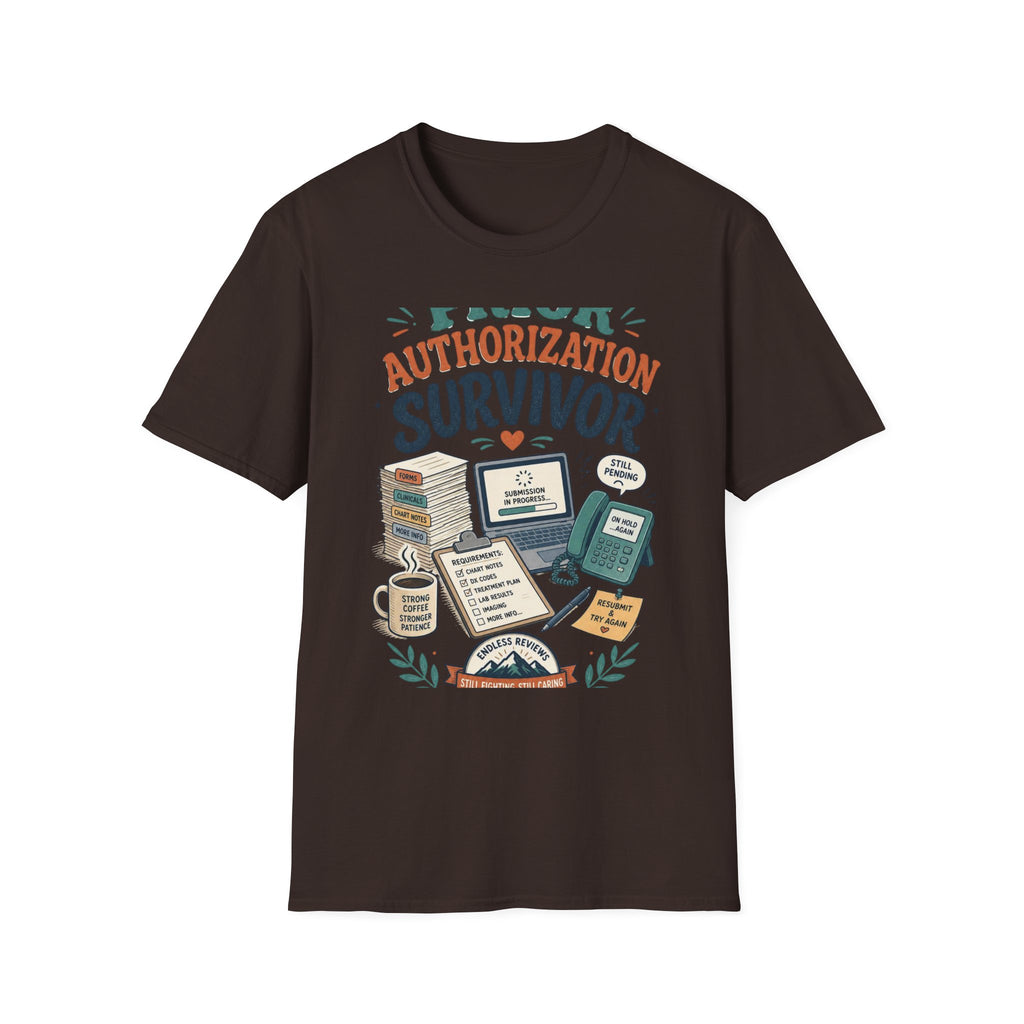 Bold T Shirt Design Showcasing PRIOR AUTHORIZATION SURVIVOR