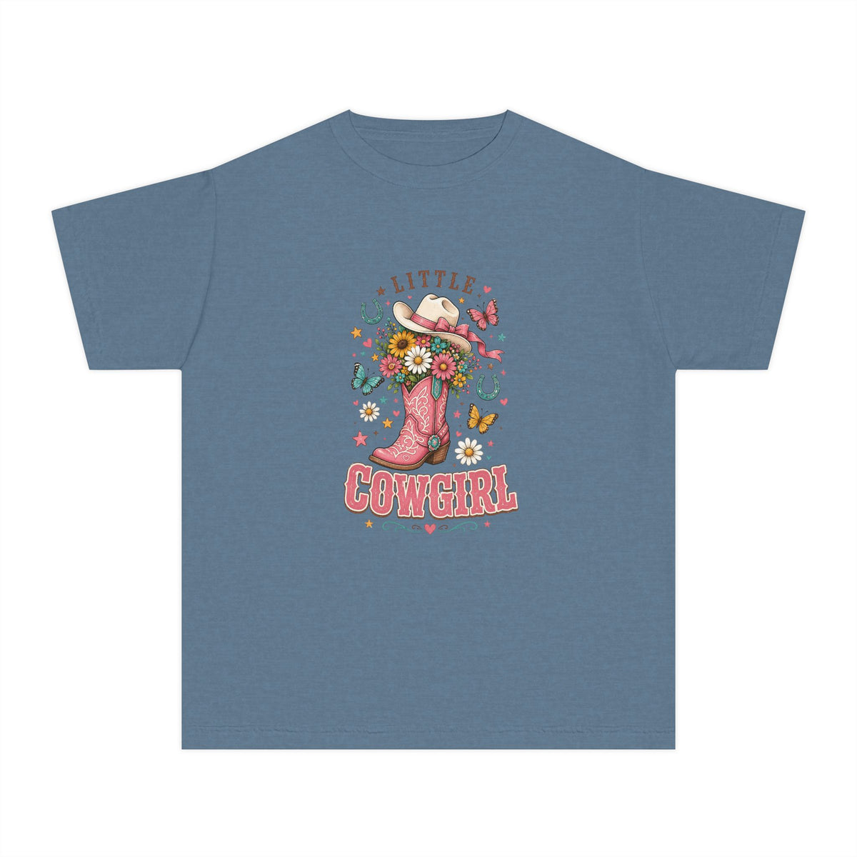 Kids' Little Cowgirl T-Shirt — Western Boot & Hat Graphic Tee