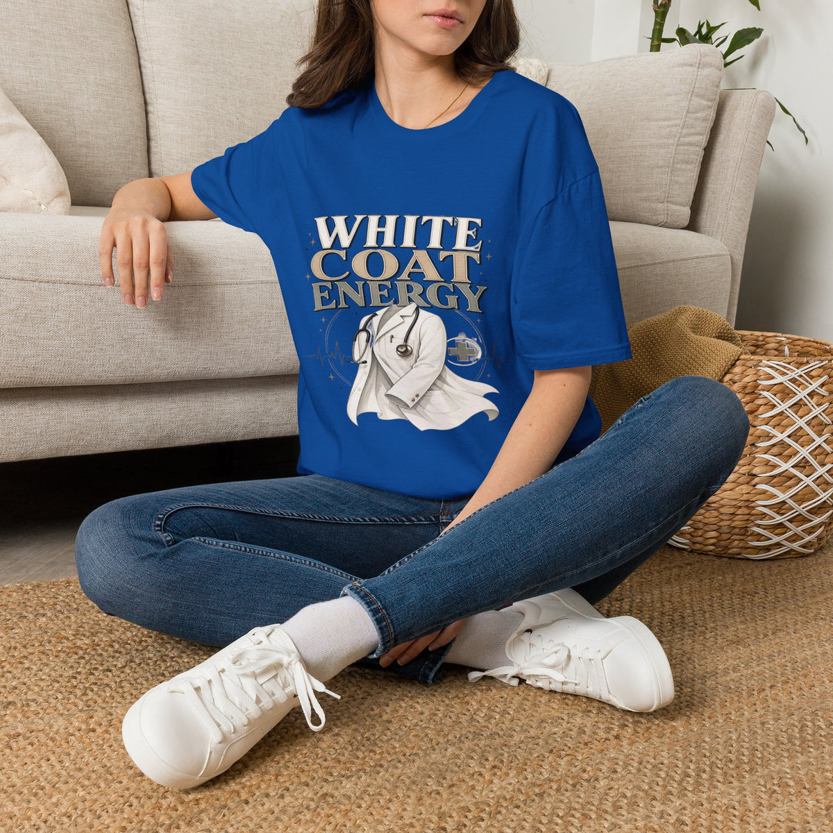 Elegant T-shirt Design Featuring White Coat Energy Typography- Graphic Tees