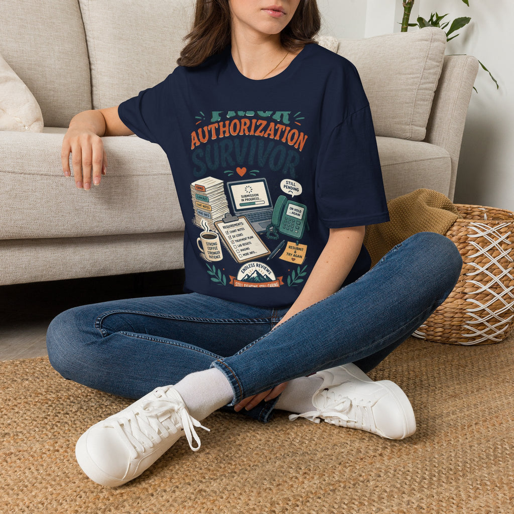 Bold T Shirt Design Showcasing PRIOR AUTHORIZATION SURVIVOR