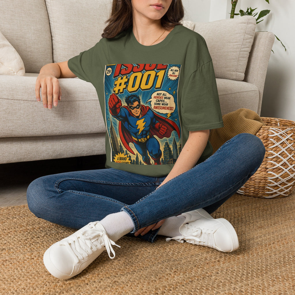 Vintage Comic Book T Shirt Design Featuring Original Superhero