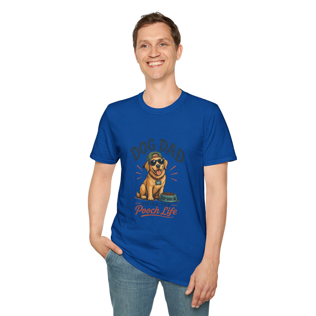Dog Dad T-Shirt — "Living the Pooch Life" Graphic Tee for Dog Lovers