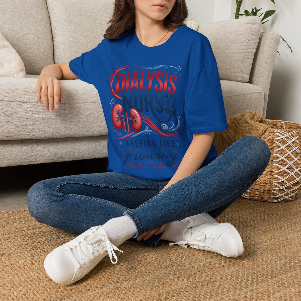 Creative T Shirt Design Celebrating Dialysis Nurses With Flowing Elements