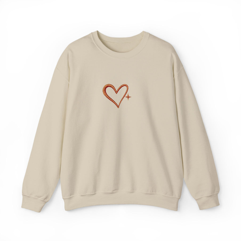 Embroidered Gold Heart Crewneck Sweatshirt