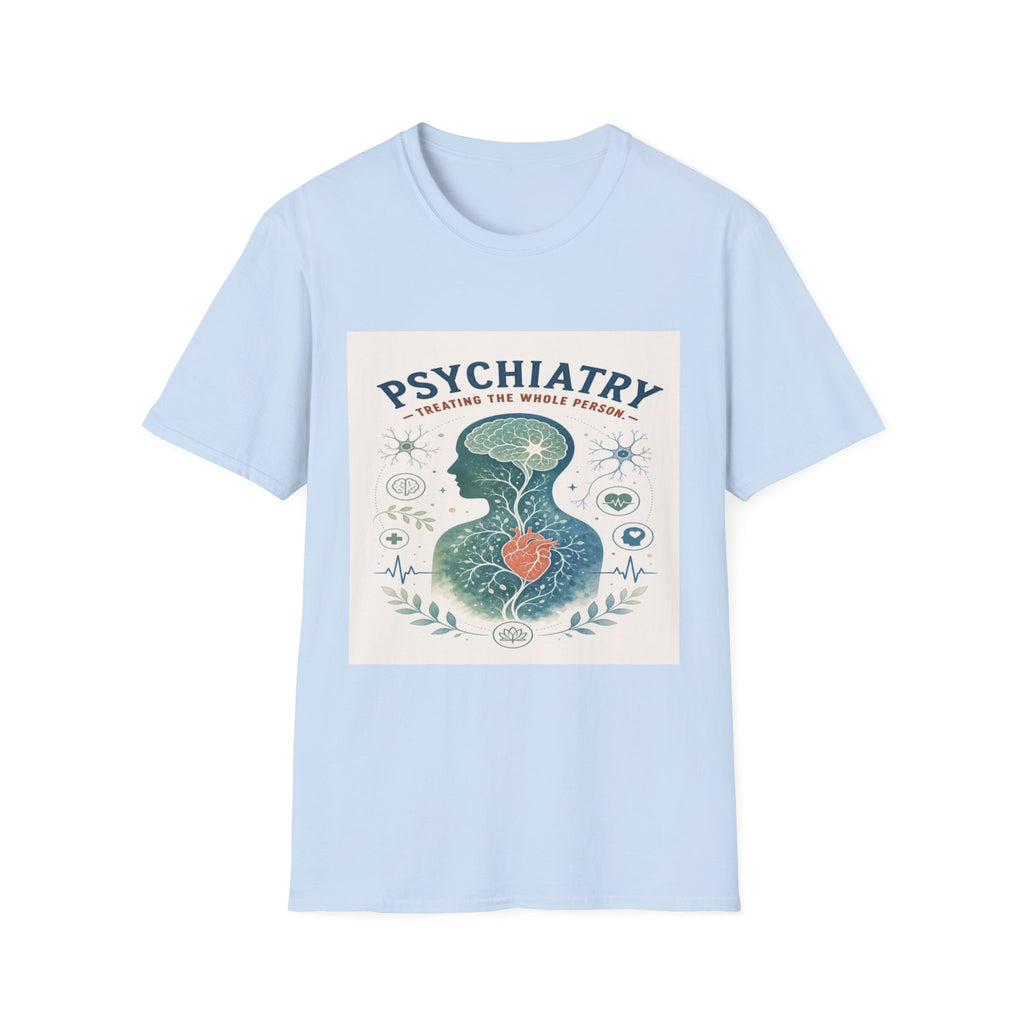 Human Silhouette With Brain And Heart Surrounded By Medical Imagery- Graphic Tees