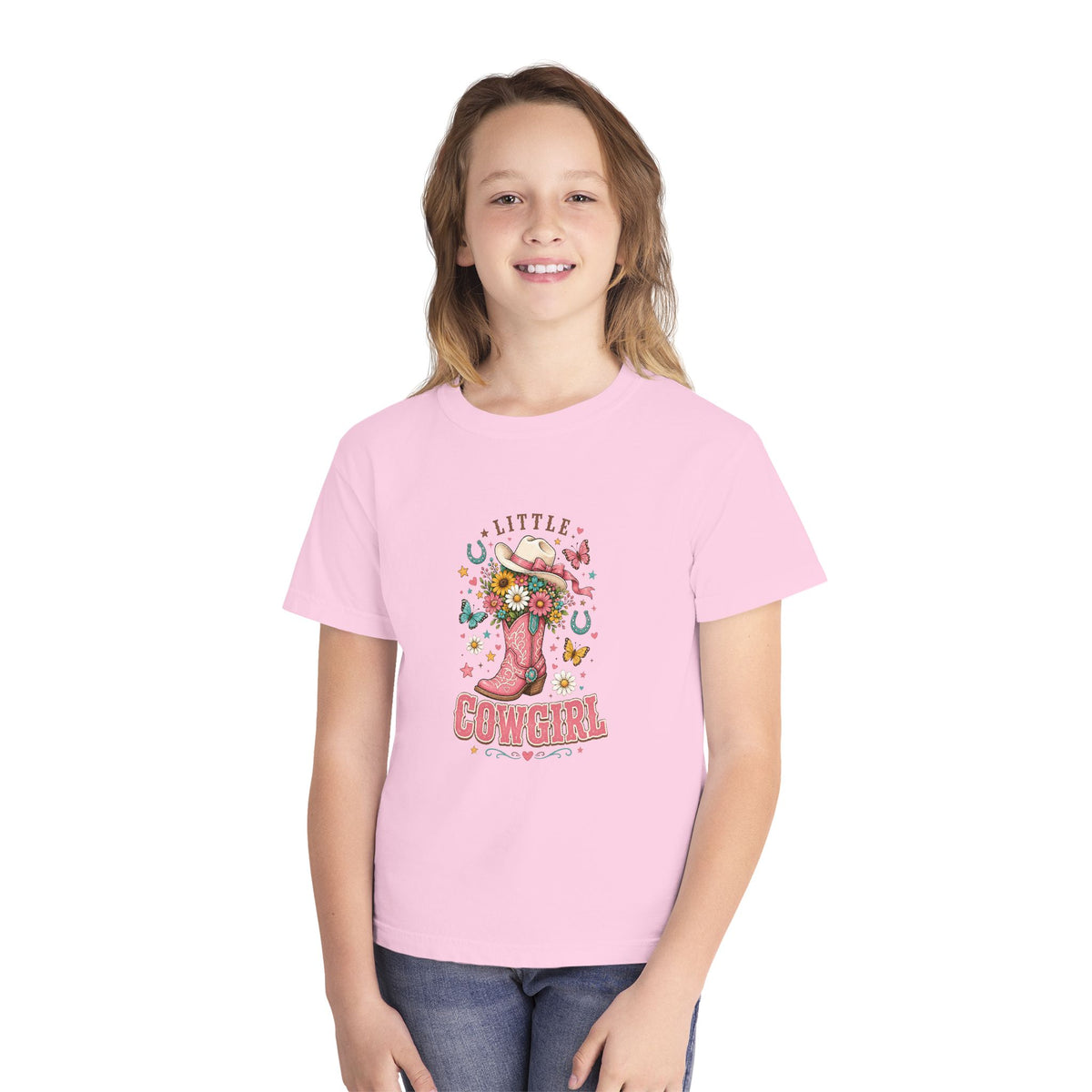 Kids' Little Cowgirl T-Shirt — Western Boot & Hat Graphic Tee
